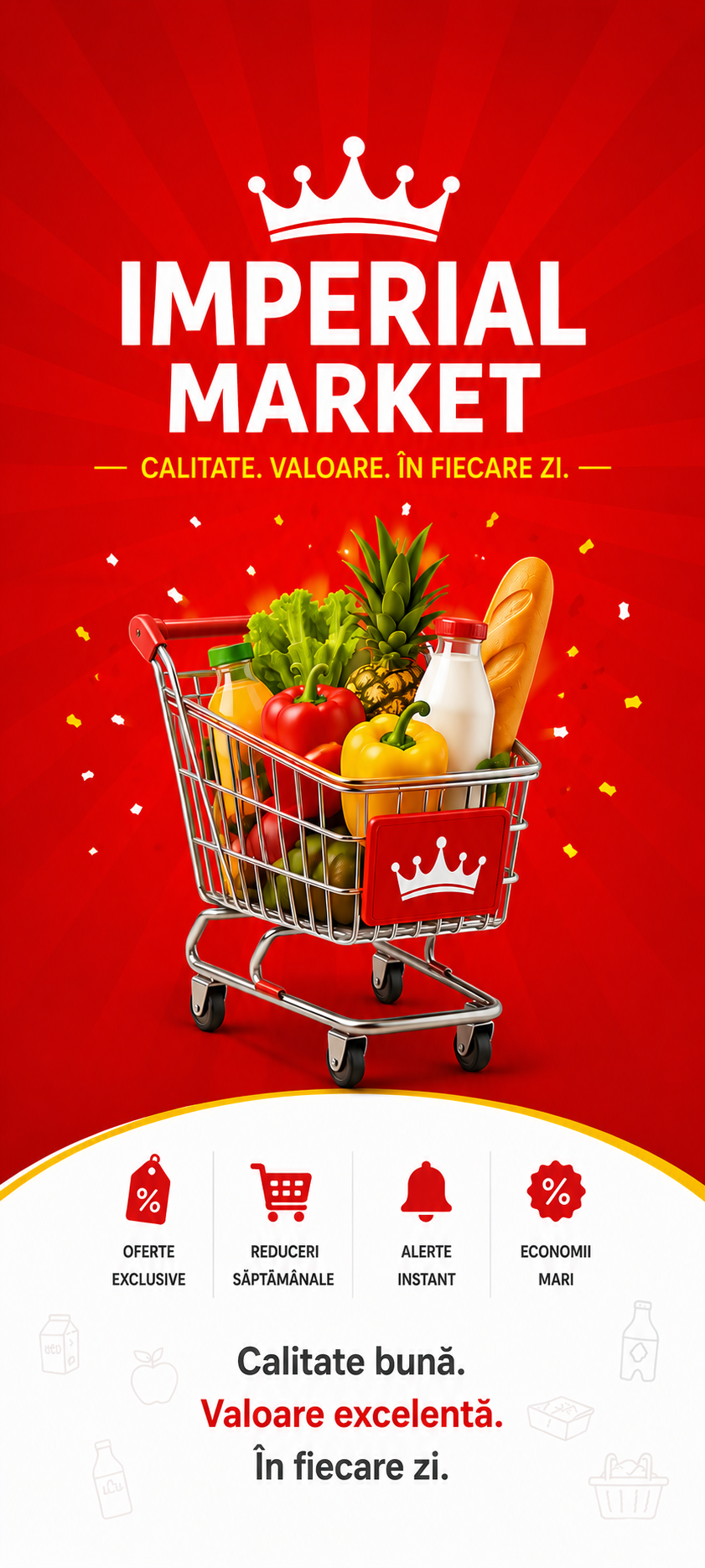 Aplicația Imperial Market — ecran de pornire